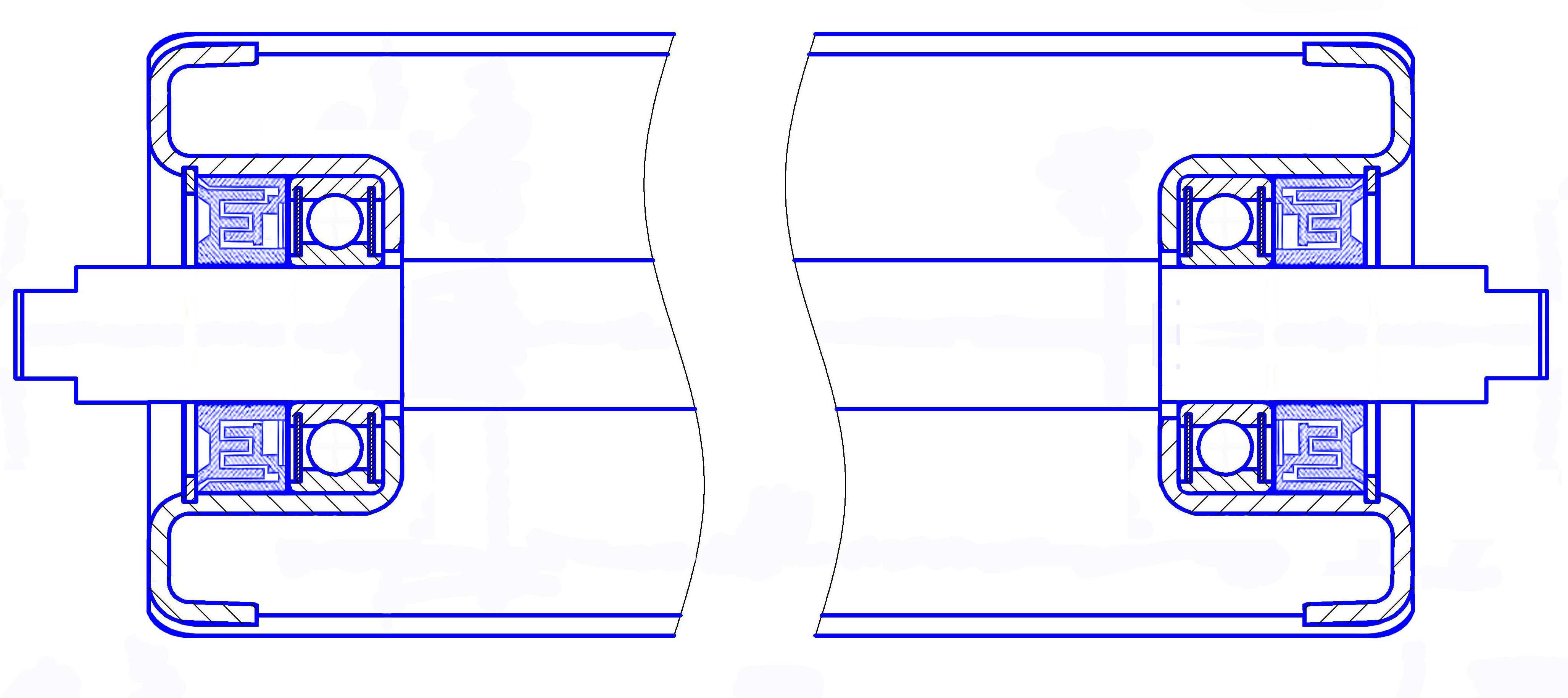 Ролик транспортерный разборный с лабиринтным уплотнением чертеж
