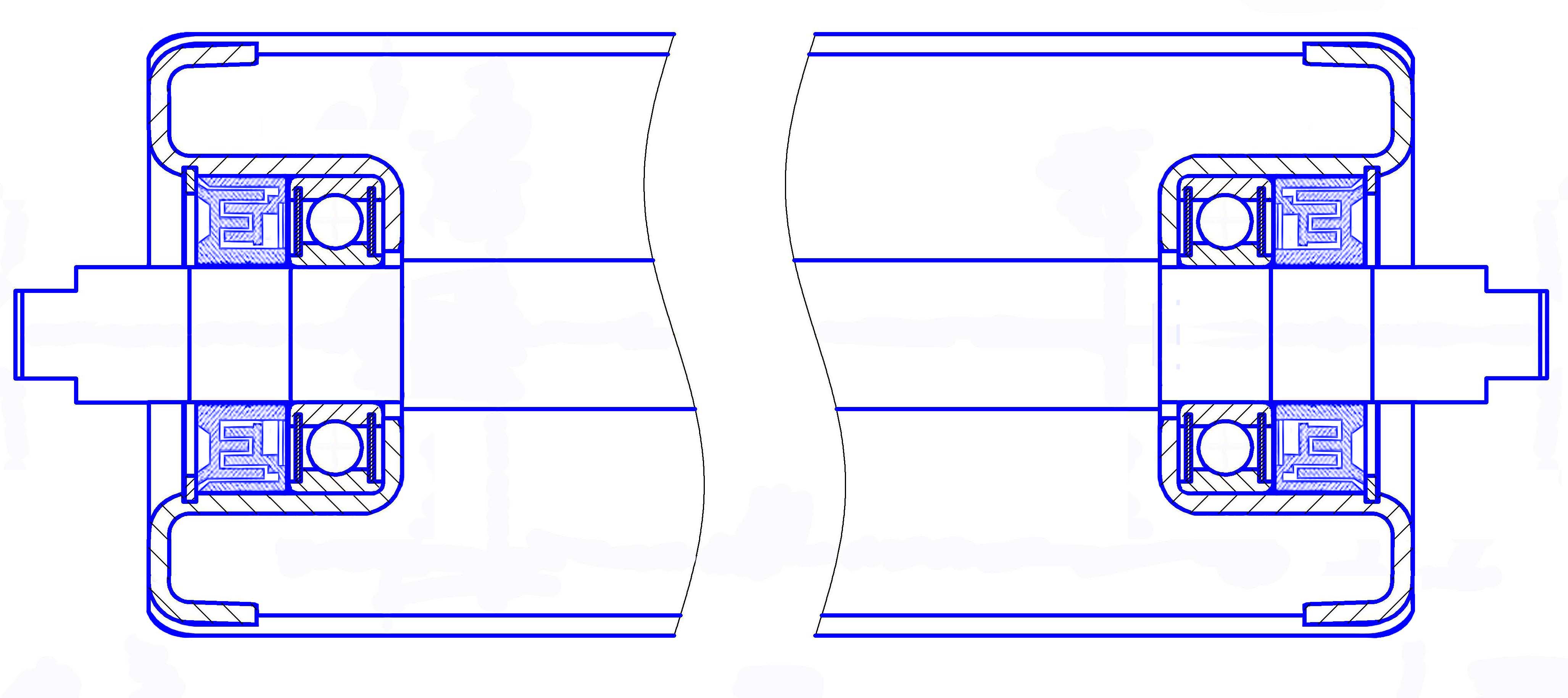 Ролик транспортерный разборный с лабиринтным уплотнением чертеж
